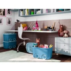 Scatola Funny Box Azzurro Con Ruote -Humana in Itali 0015814 scatola funny box azzurro con ruote