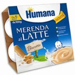 Humana Merenda Al Latte E Biscotto 4 X 100g